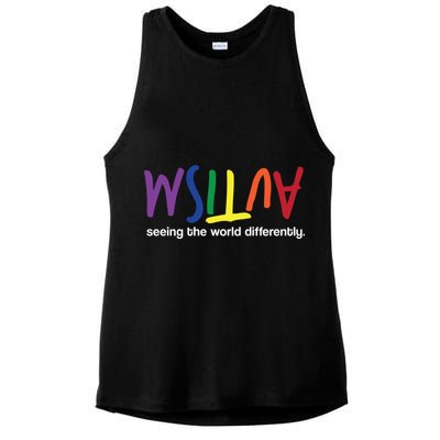 Autism Seeing The World Differently Ladies PosiCharge Tri-Blend Wicking Tank