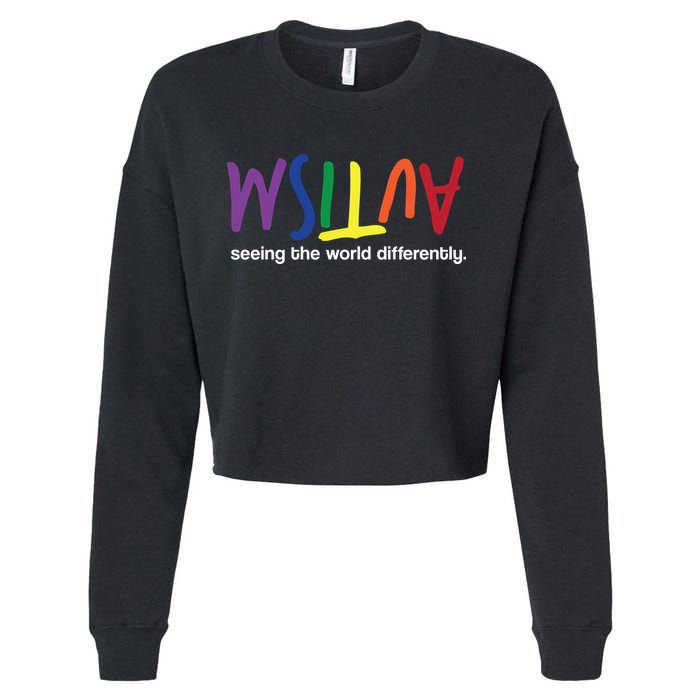 Autism Seeing The World Differently Cropped Pullover Crew
