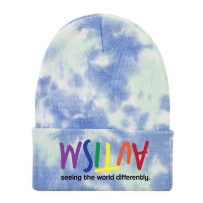 Autism Seeing The World Differently Tie Dye 12in Knit Beanie