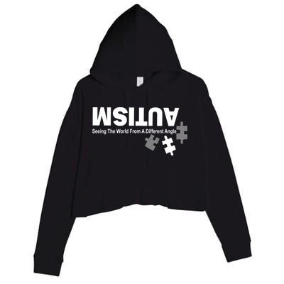 Autism Seeing The World From A Different Angle Crop Fleece Hoodie