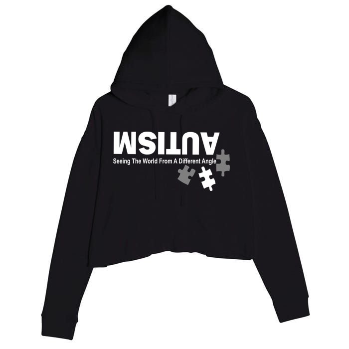 Autism Seeing The World From A Different Angle Crop Fleece Hoodie