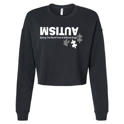 Autism Seeing The World From A Different Angle Cropped Pullover Crew