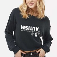 Autism Seeing The World From A Different Angle Cropped Pullover Crew