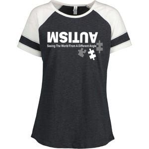 Autism Seeing The World From A Different Angle Enza Ladies Jersey Colorblock Tee