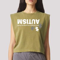 Autism Seeing The World From A Different Angle Garment-Dyed Women's Muscle Tee