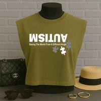 Autism Seeing The World From A Different Angle Garment-Dyed Women's Muscle Tee