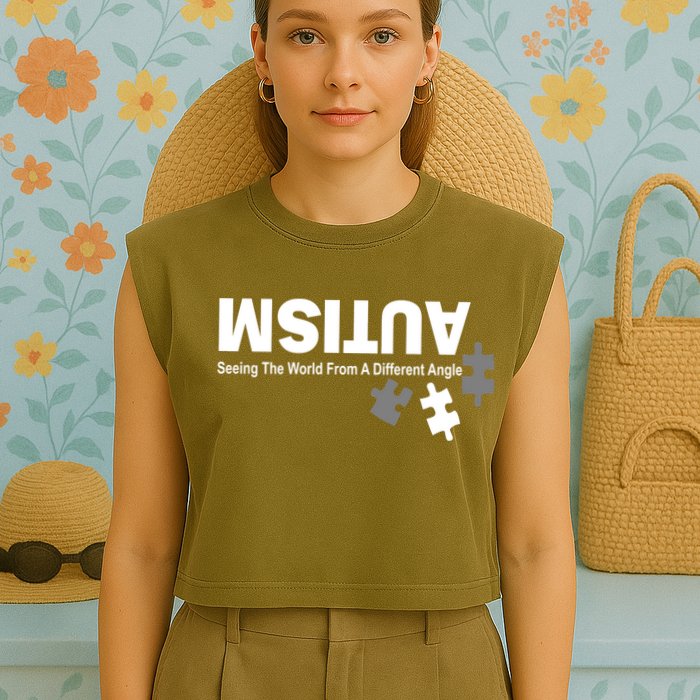 Autism Seeing The World From A Different Angle Garment-Dyed Women's Muscle Tee