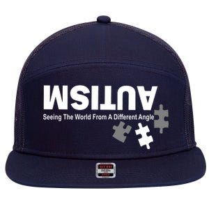 Autism Seeing The World From A Different Angle 7 Panel Mesh Trucker Snapback Hat