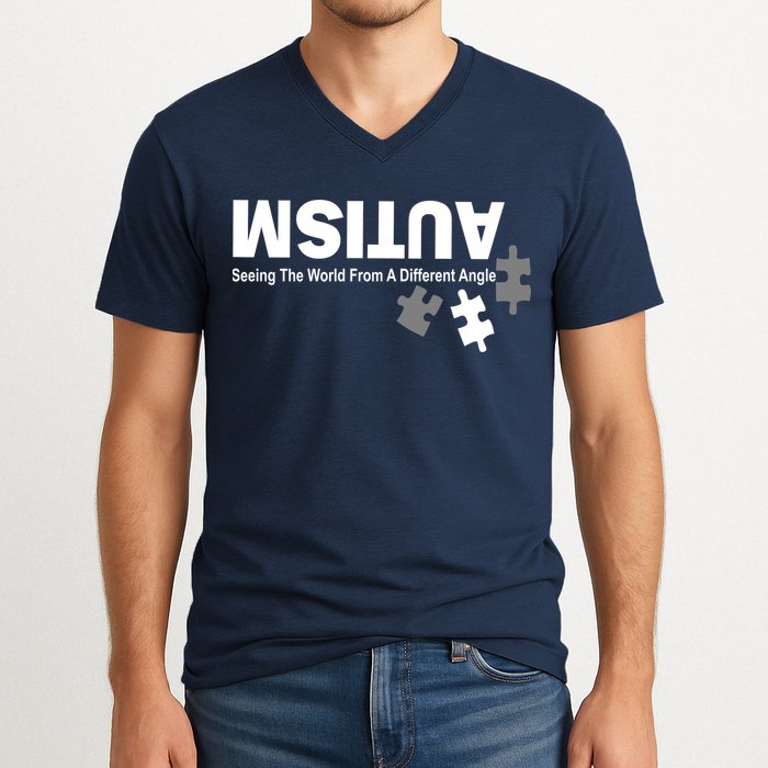 Autism Seeing The World From A Different Angle V-Neck T-Shirt