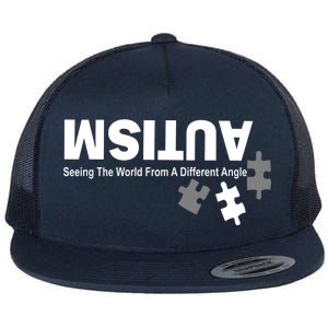 Autism Seeing The World From A Different Angle Flat Bill Trucker Hat