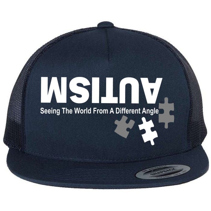 Autism Seeing The World From A Different Angle Flat Bill Trucker Hat