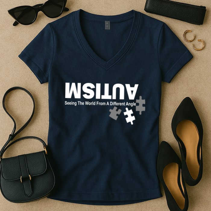Autism Seeing The World From A Different Angle Women's V-Neck T-Shirt