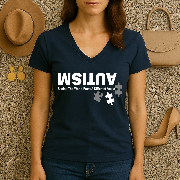 Autism Seeing The World From A Different Angle Women's V-Neck T-Shirt
