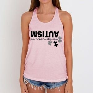 Autism Seeing The World From A Different Angle Women's Knotted Racerback Tank