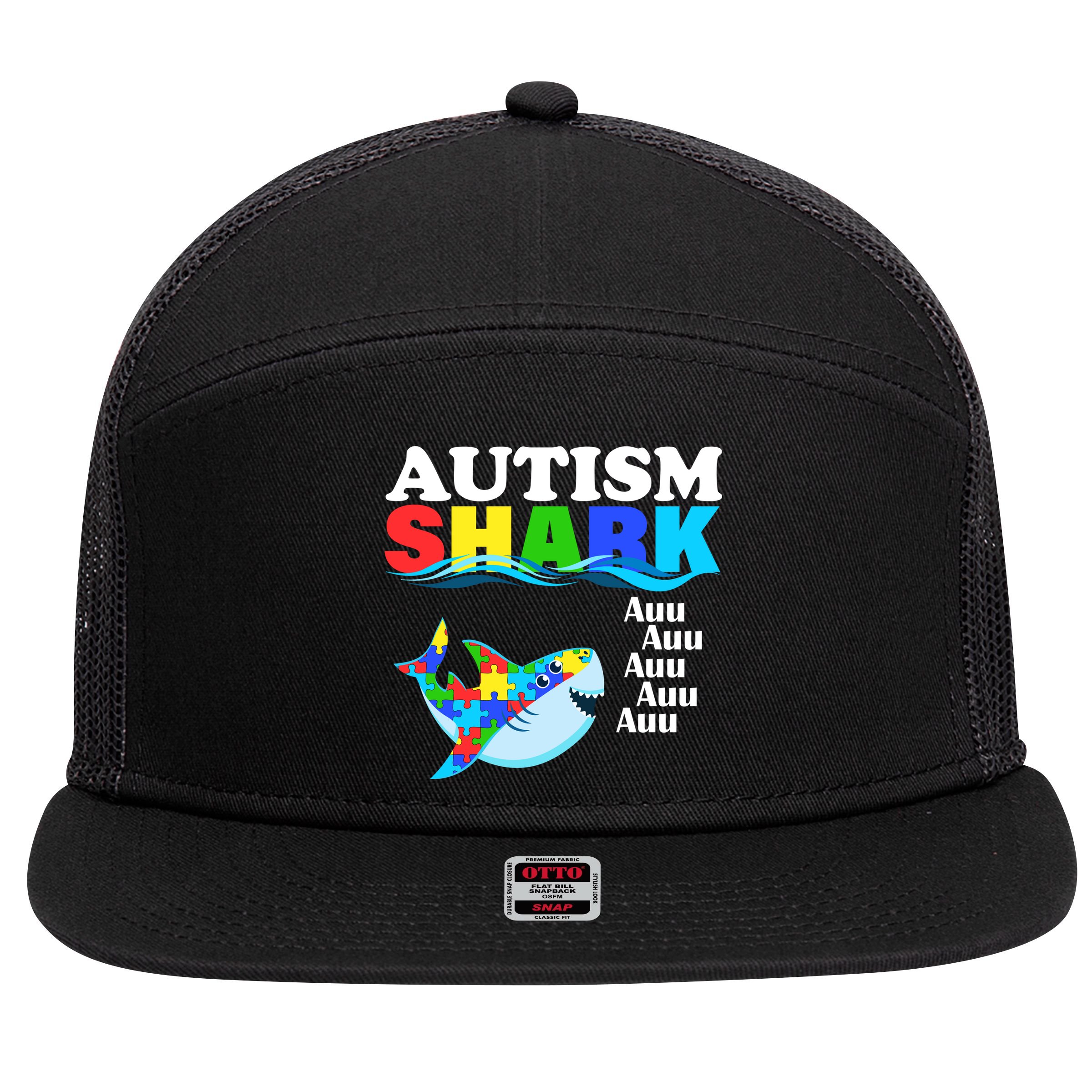 Autism Shark 7 Panel Mesh Trucker Snapback Hat