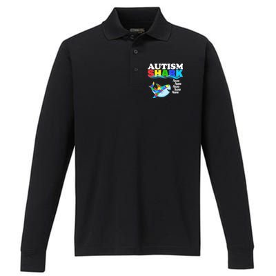 Autism Shark Performance Long Sleeve Polo