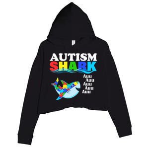 Autism Shark Crop Fleece Hoodie