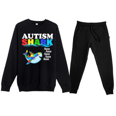 Autism Shark Premium Crewneck Sweatsuit Set