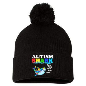 Autism Shark Pom Pom 12in Knit Beanie