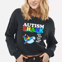 Autism Shark Cropped Pullover Crew