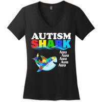 Autism Shark Women's V-Neck T-Shirt