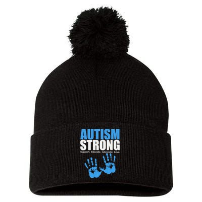 Autism Strong Pom Pom 12in Knit Beanie