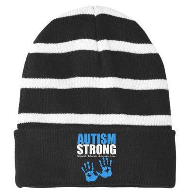 Autism Strong Striped Beanie with Solid Band