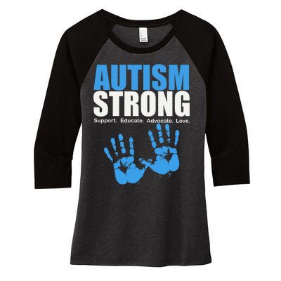 Autism Strong Women's Tri-Blend 3/4-Sleeve Raglan Shirt