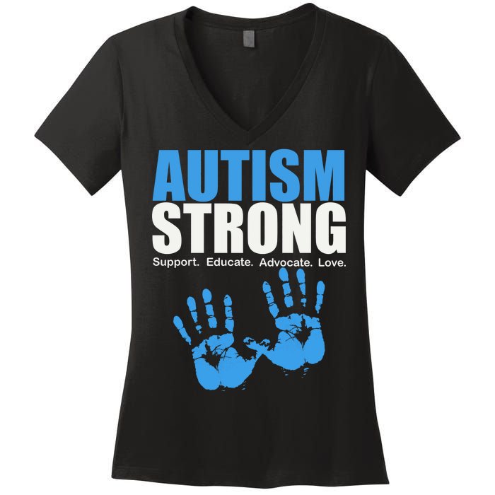 Autism Strong Women's V-Neck T-Shirt