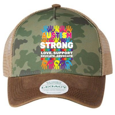 Autism Strong Handprints Love Support Legacy Tie Dye Trucker Hat
