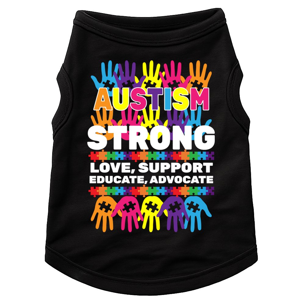 Autism Strong Handprints Love Support Doggie Tank