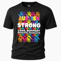 Autism Strong Handprints Love Support Cooling Performance Crew T-Shirt