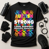 Autism Strong Handprints Love Support Cooling Performance Crew T-Shirt