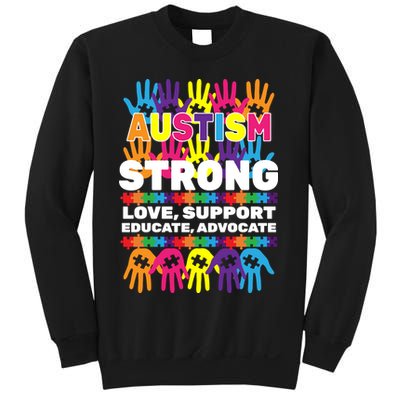 Autism Strong Handprints Love Support Sweatshirt