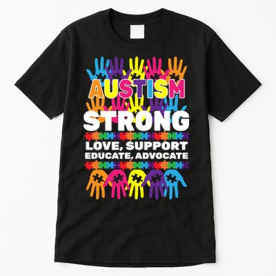 Autism Strong Handprints Love Support Tall T-Shirt
