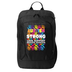 Autism Strong Handprints Love Support City Backpack