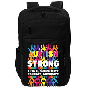 Autism Strong Handprints Love Support Impact Tech Backpack