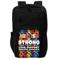 Autism Strong Handprints Love Support Impact Tech Backpack