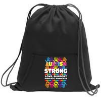 Autism Strong Handprints Love Support Sweatshirt Cinch Pack Bag