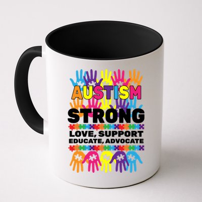 Autism Strong Handprints Love Support Mug