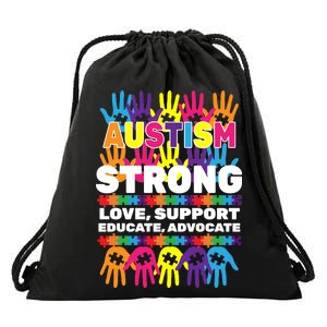 Autism Strong Handprints Love Support Drawstring Bag