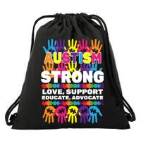 Autism Strong Handprints Love Support Drawstring Bag