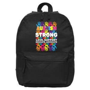 Autism Strong Handprints Love Support 16 in Basic Backpack