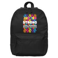 Autism Strong Handprints Love Support 16 in Basic Backpack