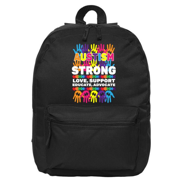 Autism Strong Handprints Love Support 16 in Basic Backpack