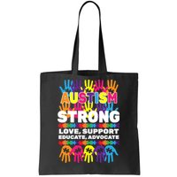 Autism Strong Handprints Love Support Tote Bag