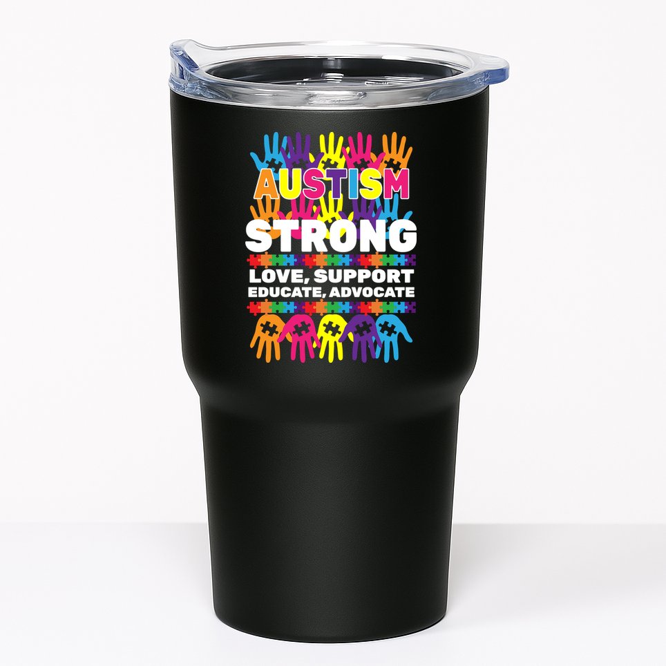Autism Strong Handprints Love Support Tumbler