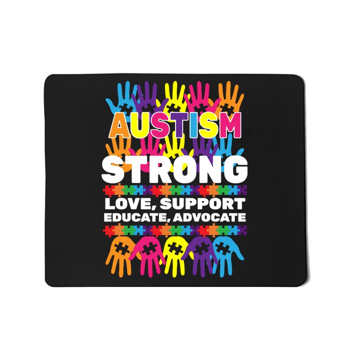 Autism Strong Handprints Love Support Mousepad