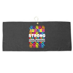 Autism Strong Handprints Love Support Large Microfiber Waffle Golf Towel