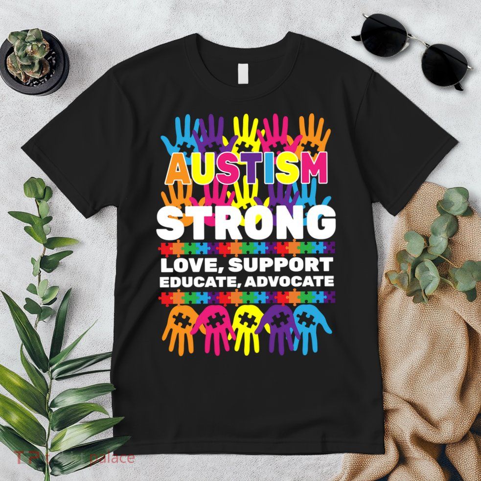 Autism Strong Handprints Love Support Premium T-Shirt